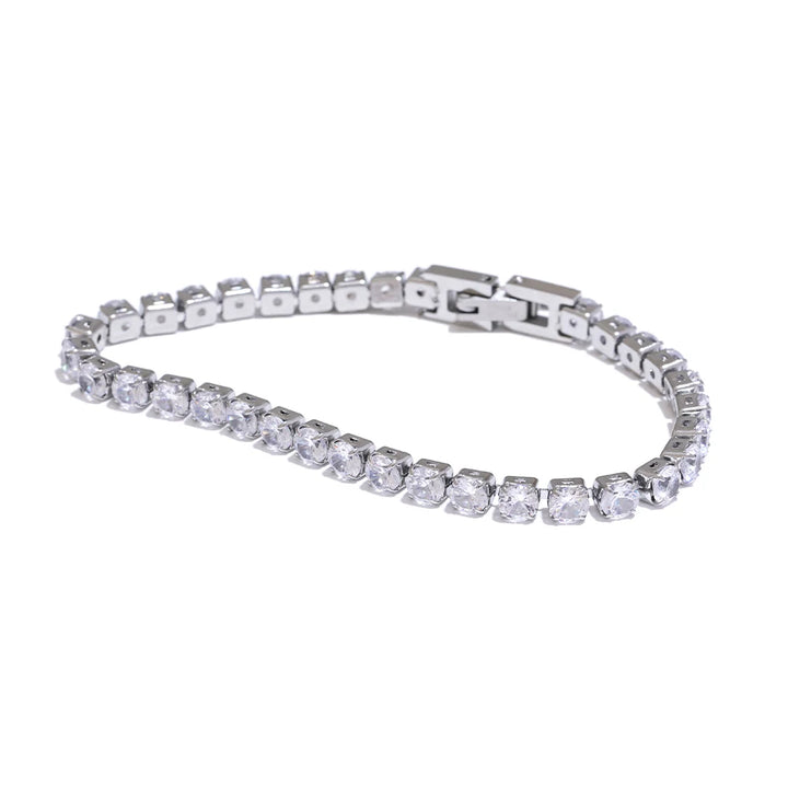 Yhpup 4mm High Quality Shiny Cubic Zirconia Chain Wrist Bracelet Bangle for Women