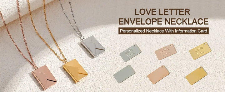 Envelope Love Letter Necklace for Women Stainless Steel Love You Gift